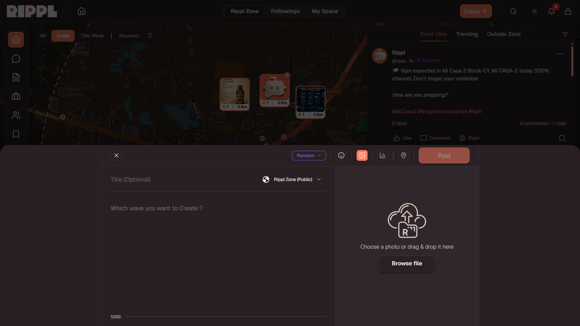 Create Post Drawer - Desktop View